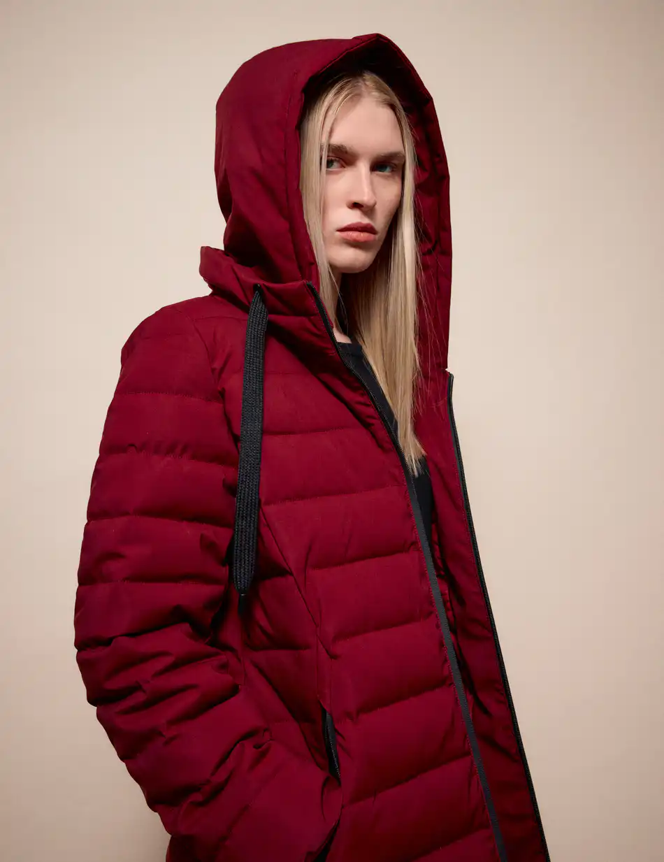 Splendid Γυναικείο μακρύ παλτό με κουκούλα 54-101-099 BORDEAUX