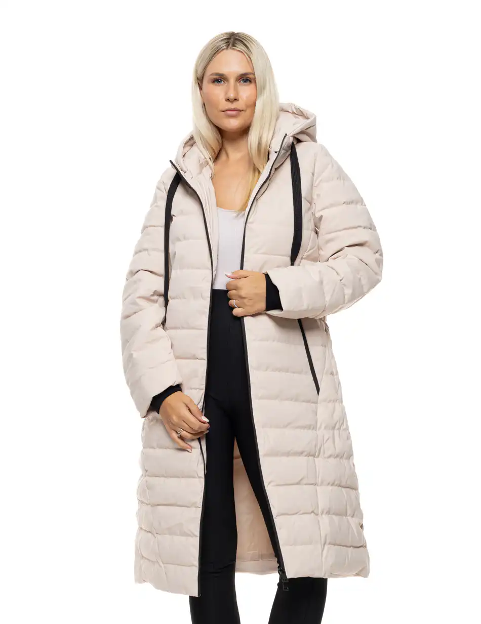 Splendid Γυναικείο μακρύ παλτό με κουκούλα 54-101-099 BEIGE