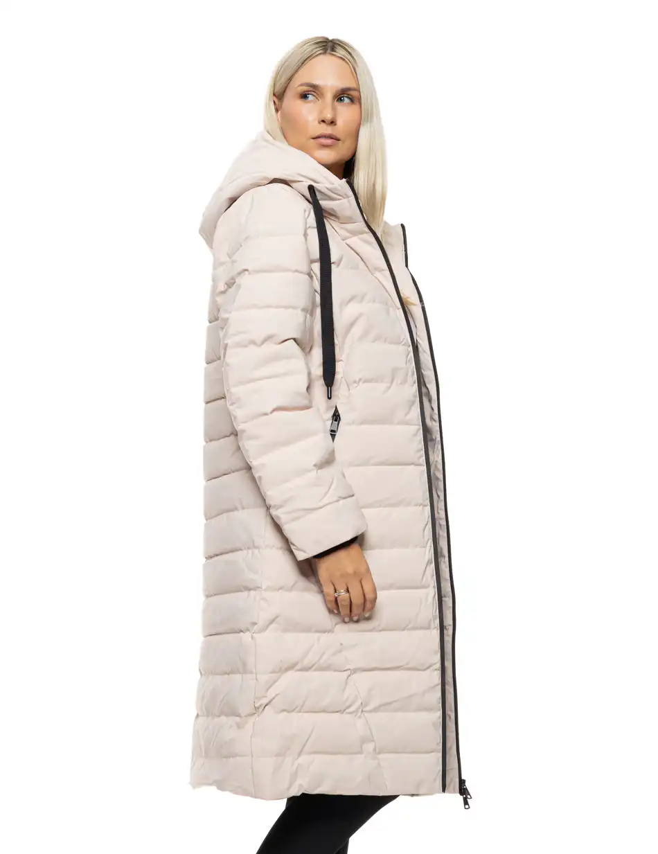 Splendid Γυναικείο μακρύ παλτό με κουκούλα 54-101-099 BEIGE