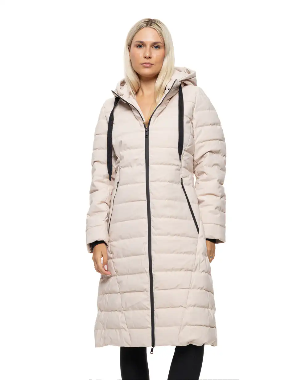 Splendid Γυναικείο μακρύ παλτό με κουκούλα 54-101-099 BEIGE