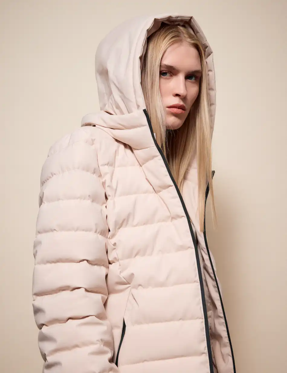 Splendid Γυναικείο μακρύ παλτό με κουκούλα 54-101-099 BEIGE