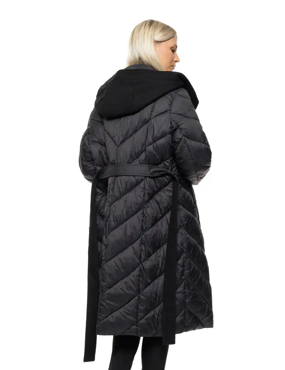 Splendid Γυναικείο μακρύ μπουφάν με ενσωματωμένη κουκούλα 54-101-105 BLACK