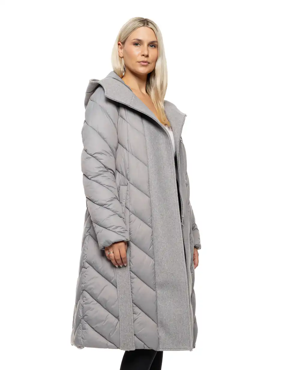 Splendid Γυναικείο μακρύ μπουφάν με ενσωματωμένη κουκούλα 54-101-105 GREY