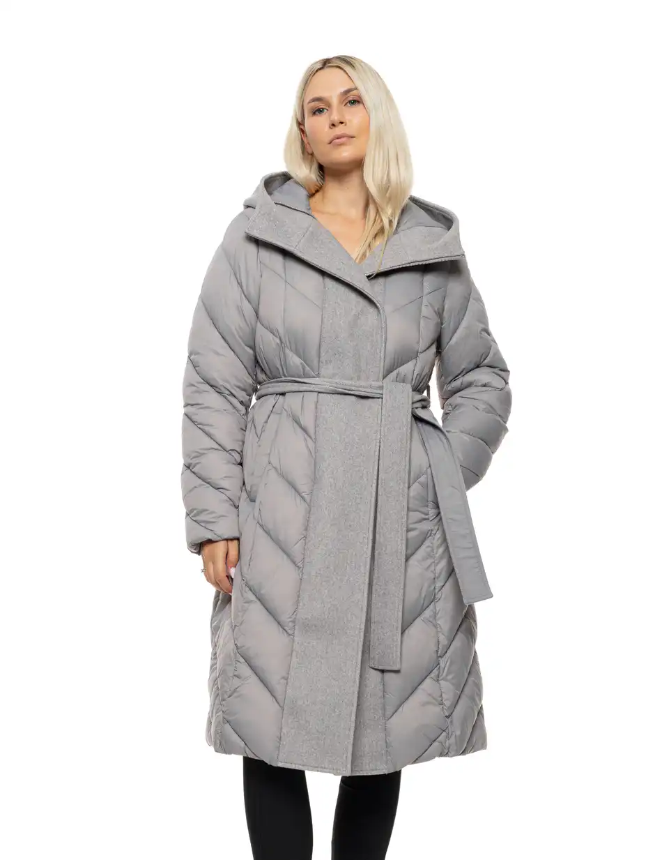 Splendid Γυναικείο μακρύ μπουφάν με ενσωματωμένη κουκούλα 54-101-105 GREY