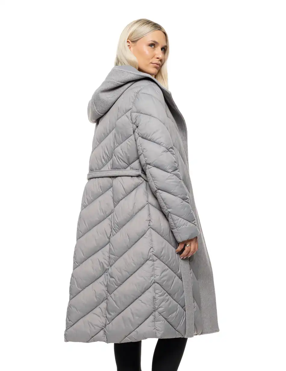 Splendid Γυναικείο μακρύ μπουφάν με ενσωματωμένη κουκούλα 54-101-105 GREY