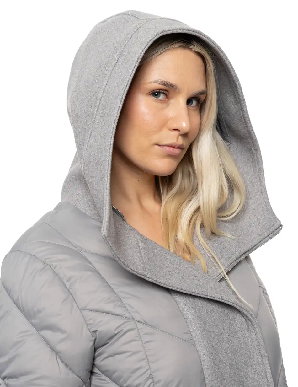 Splendid Γυναικείο μακρύ μπουφάν με ενσωματωμένη κουκούλα 54-101-105 GREY