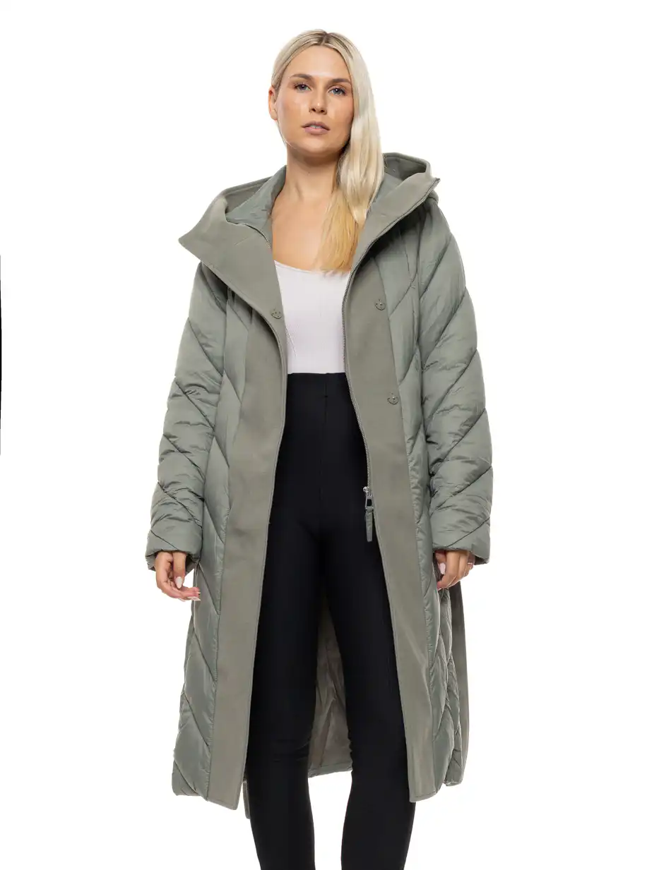 Splendid Γυναικείο μακρύ μπουφάν με ενσωματωμένη κουκούλα 54-101-105 MINT
