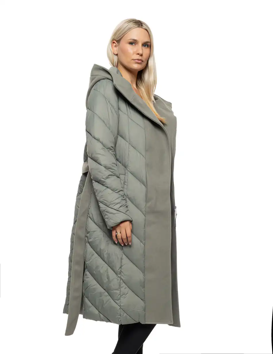 Splendid Γυναικείο μακρύ μπουφάν με ενσωματωμένη κουκούλα 54-101-105 MINT