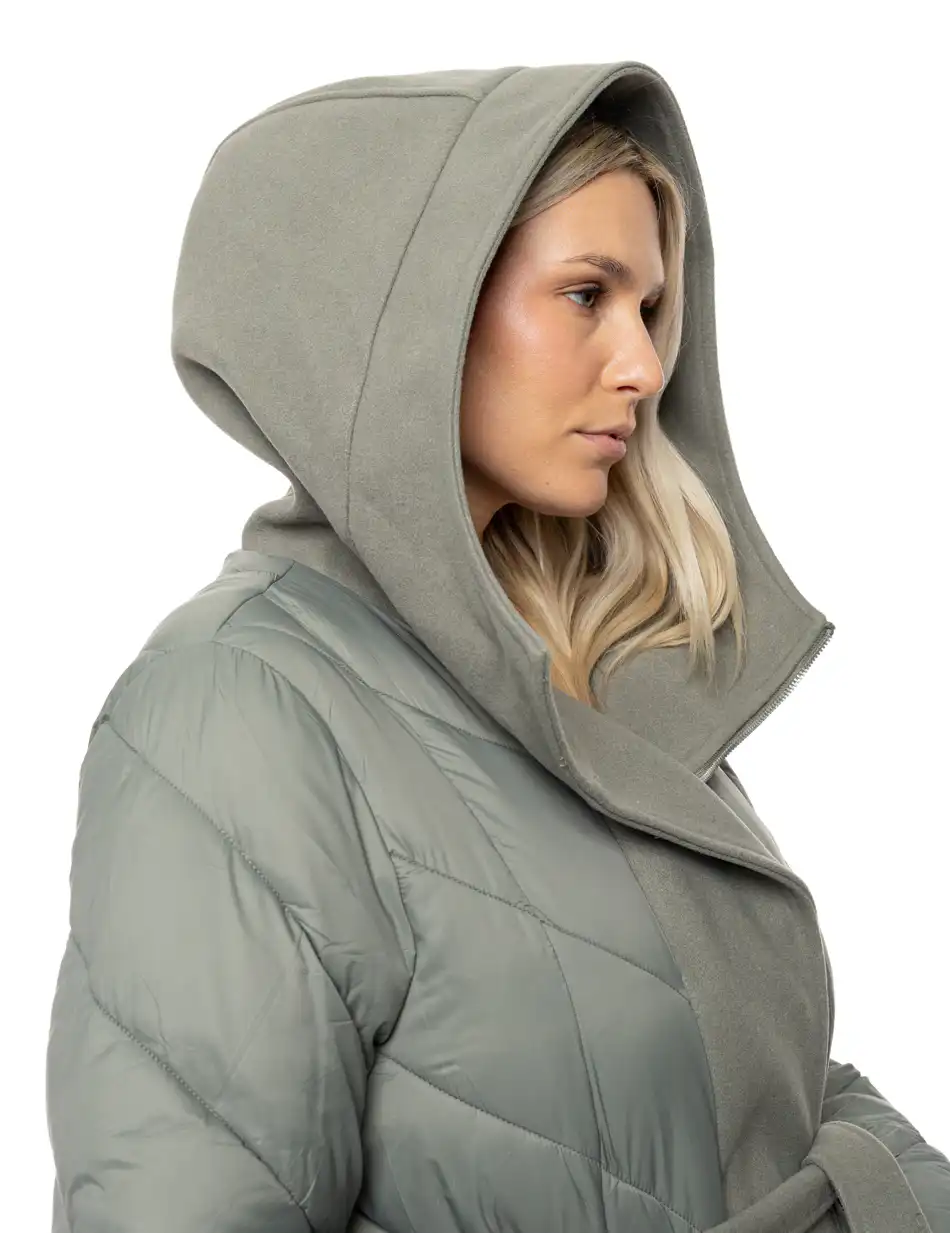 Splendid Γυναικείο μακρύ μπουφάν με ενσωματωμένη κουκούλα 54-101-105 MINT