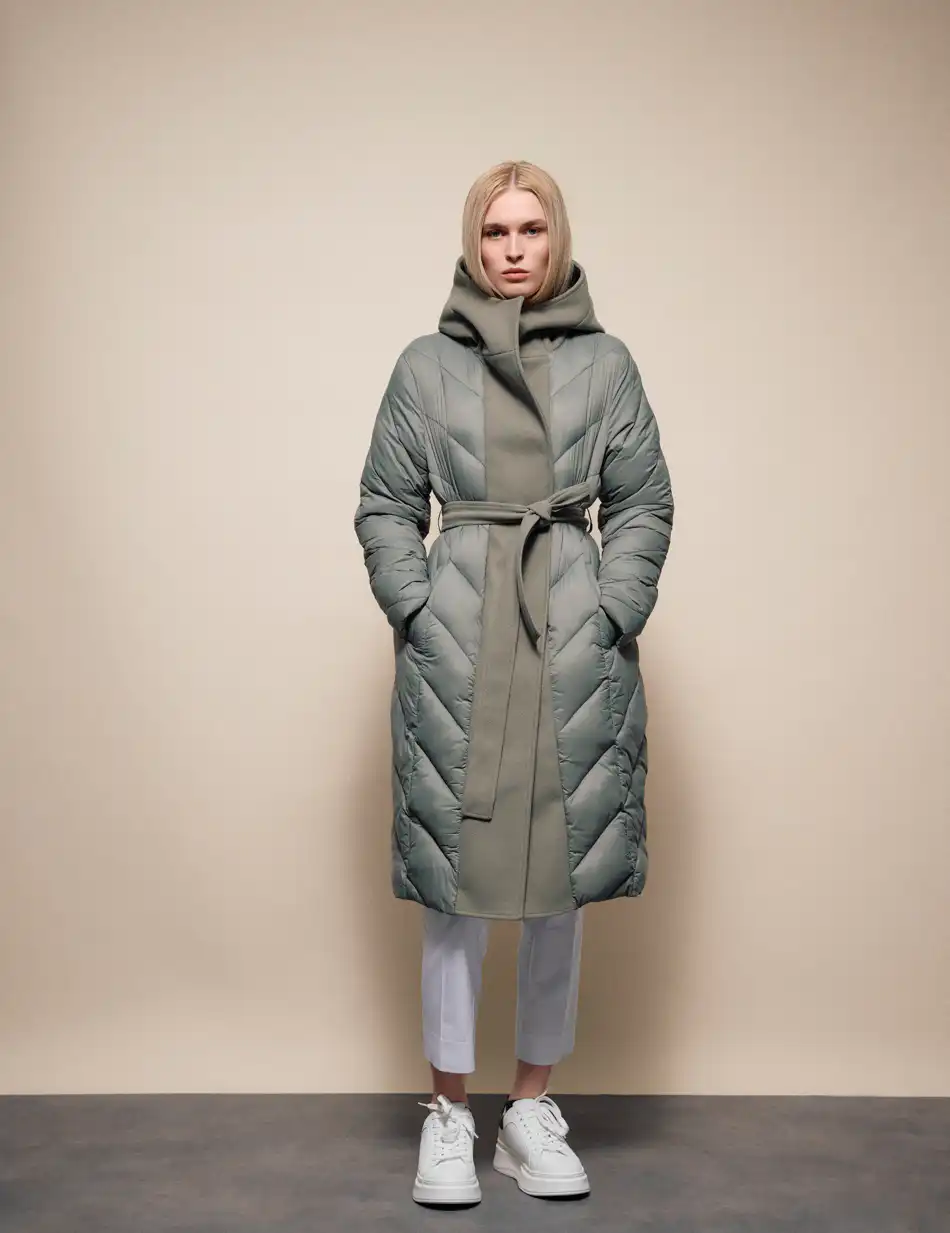 Splendid Γυναικείο μακρύ μπουφάν με ενσωματωμένη κουκούλα 54-101-105 MINT
