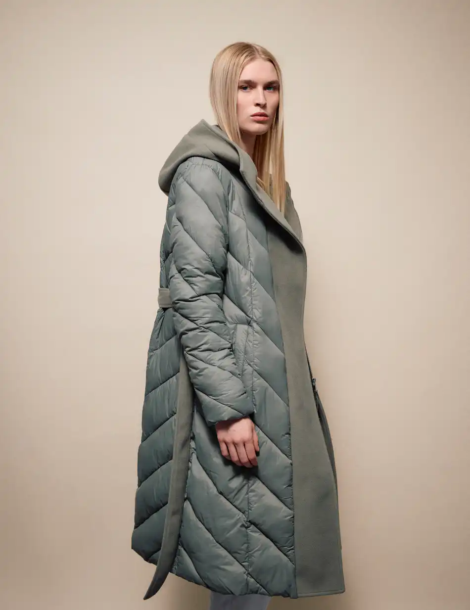 Splendid Γυναικείο μακρύ μπουφάν με ενσωματωμένη κουκούλα 54-101-105 MINT