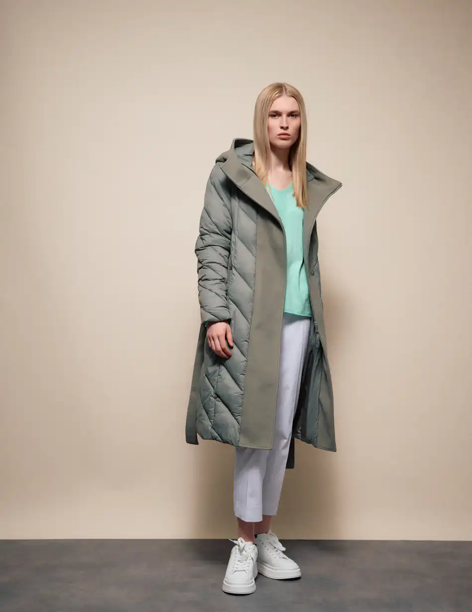 Splendid Γυναικείο μακρύ μπουφάν με ενσωματωμένη κουκούλα 54-101-105 MINT