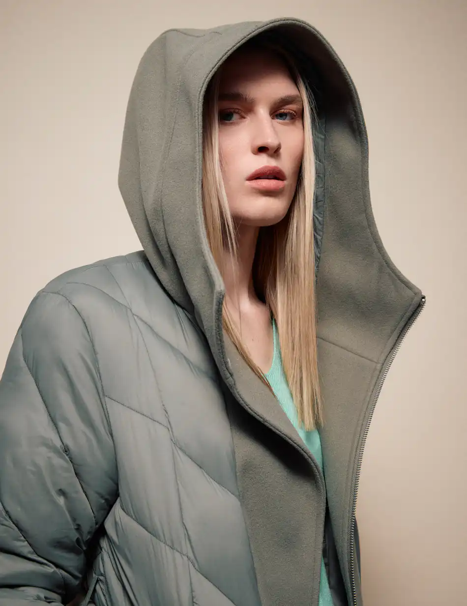 Splendid Γυναικείο μακρύ μπουφάν με ενσωματωμένη κουκούλα 54-101-105 MINT