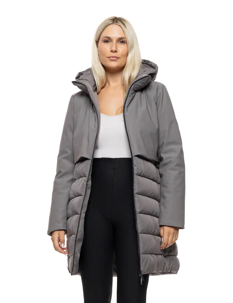 Splendid Γυναικείο μακρύ παλτό με κουκούλα 54-101-109 DK GREY