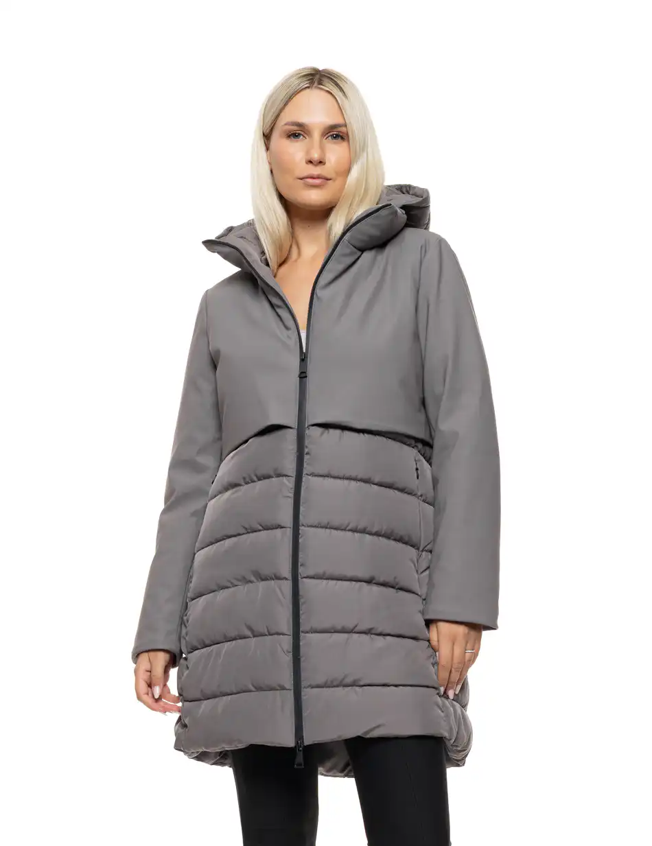 Splendid Γυναικείο μακρύ παλτό με κουκούλα 54-101-109 DK GREY