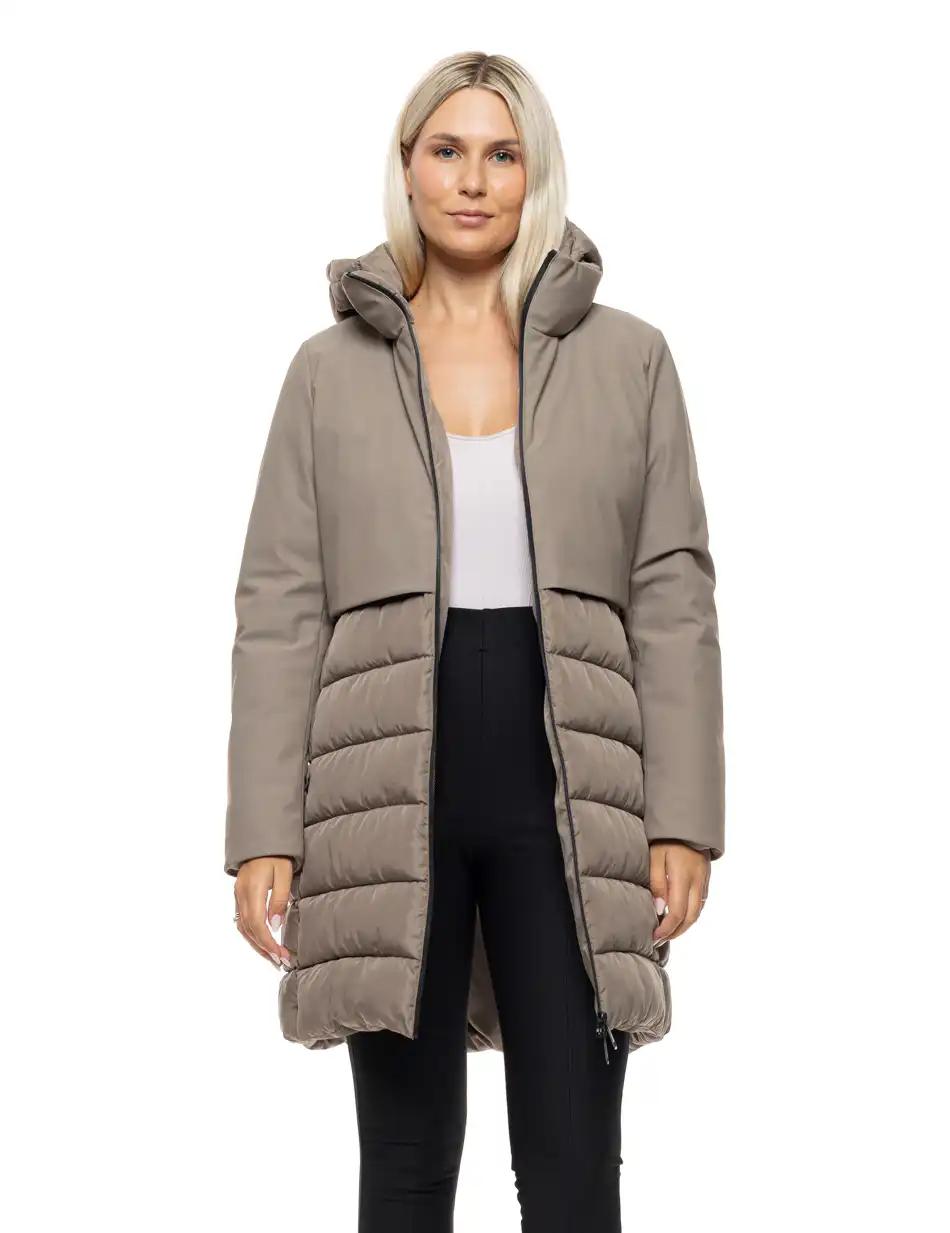 Splendid Γυναικείο μακρύ παλτό με κουκούλα 54-101-109 FANGO