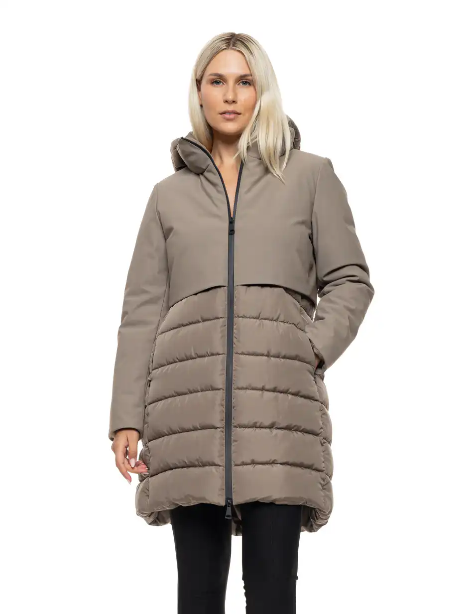 Splendid Γυναικείο μακρύ παλτό με κουκούλα 54-101-109 FANGO