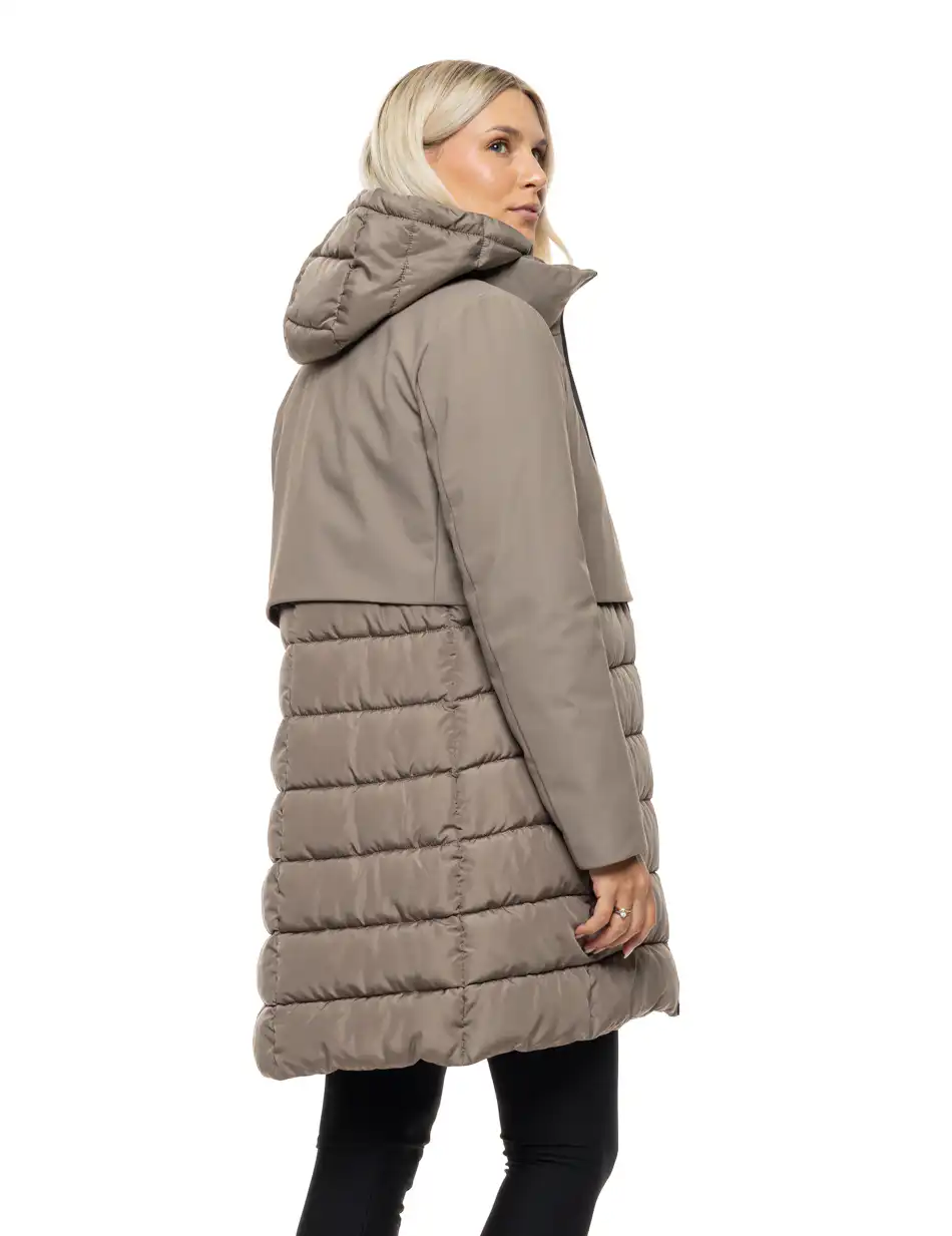 Splendid Γυναικείο μακρύ παλτό με κουκούλα 54-101-109 FANGO