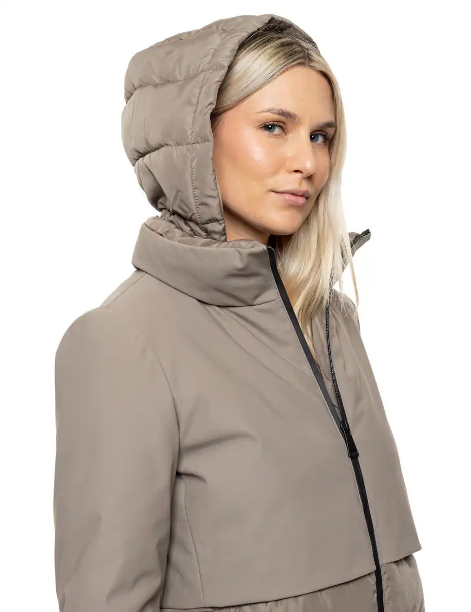 Splendid Γυναικείο μακρύ παλτό με κουκούλα 54-101-109 FANGO