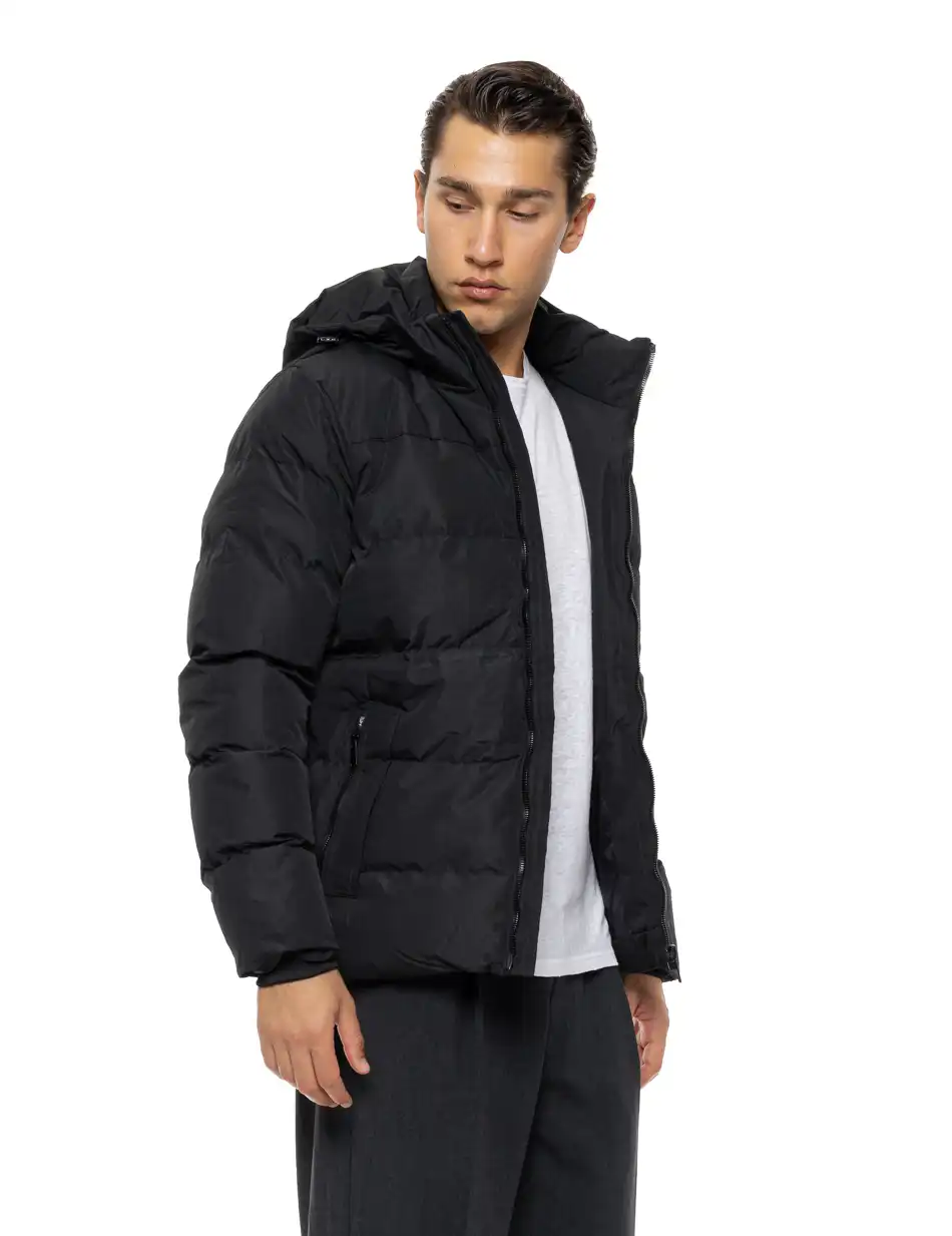 Biston Ανδρικό κοντό πανωφόρι με κουκούλα 54-201-003 BLACK