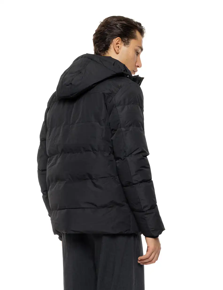 Biston Ανδρικό κοντό πανωφόρι με κουκούλα 54-201-003 BLACK