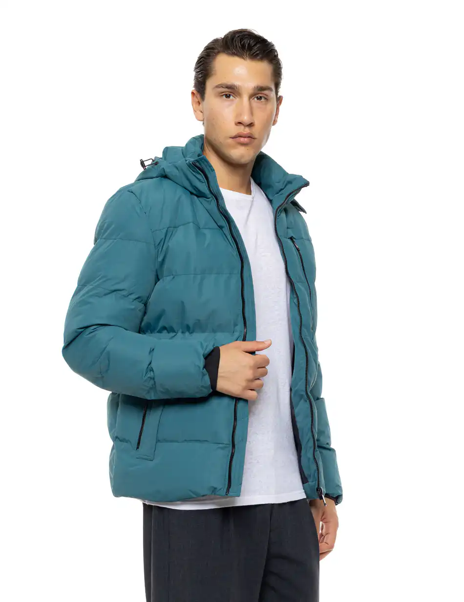 Biston Ανδρικό κοντό πανωφόρι με κουκούλα 54-201-003 PETROL