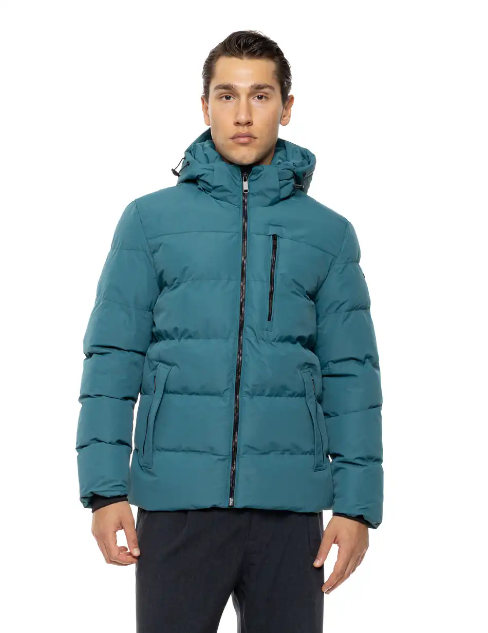 Biston Ανδρικό κοντό πανωφόρι με κουκούλα 54-201-003 PETROL