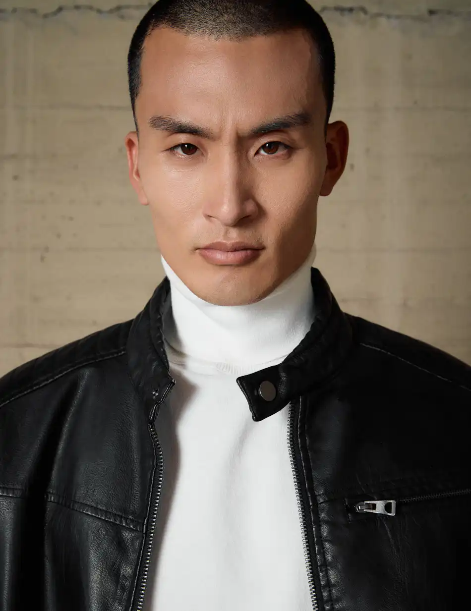 Biston Ανδρικό πανωφόρι από δερματίνη 54-201-007 BLACK