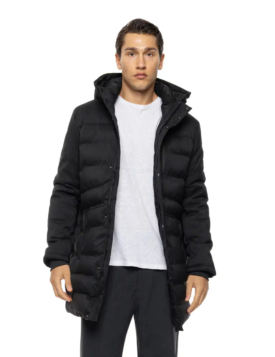 Splendid Ανδρικό μακρυ puffer πανωφόρι με κουκούλα 54-201-013 BLACK
