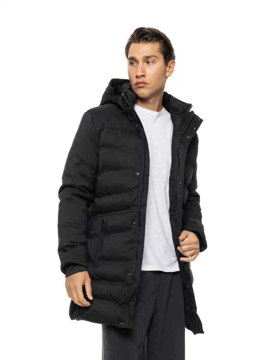 Splendid Ανδρικό μακρυ puffer πανωφόρι με κουκούλα 54-201-013 BLACK