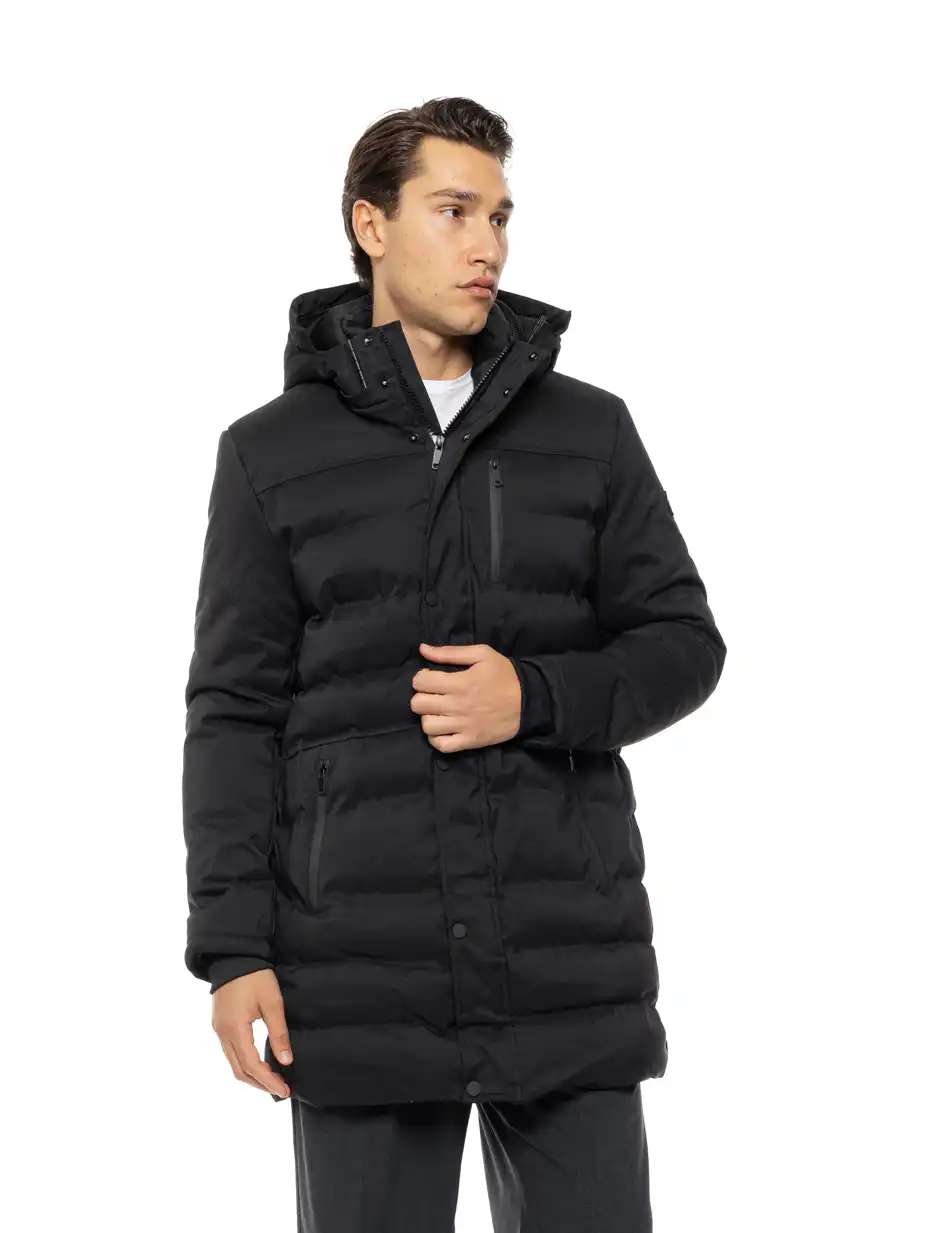 Splendid Ανδρικό μακρυ puffer πανωφόρι με κουκούλα 54-201-013 BLACK