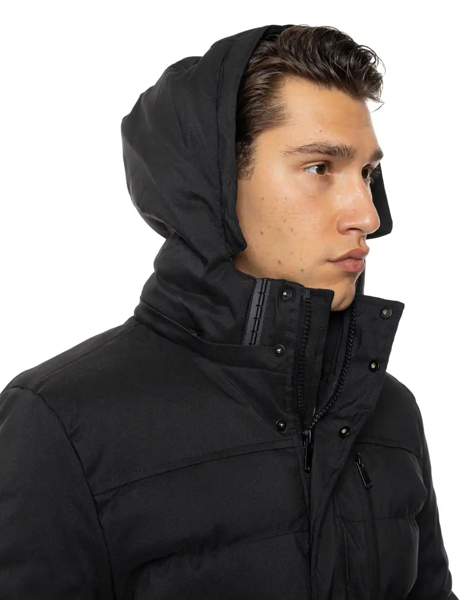 Splendid Ανδρικό μακρυ puffer πανωφόρι με κουκούλα 54-201-013 BLACK
