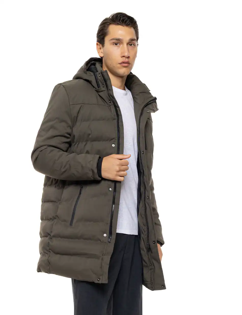 Splendid Ανδρικό μακρυ puffer πανωφόρι με κουκούλα 54-201-013 KHAKI