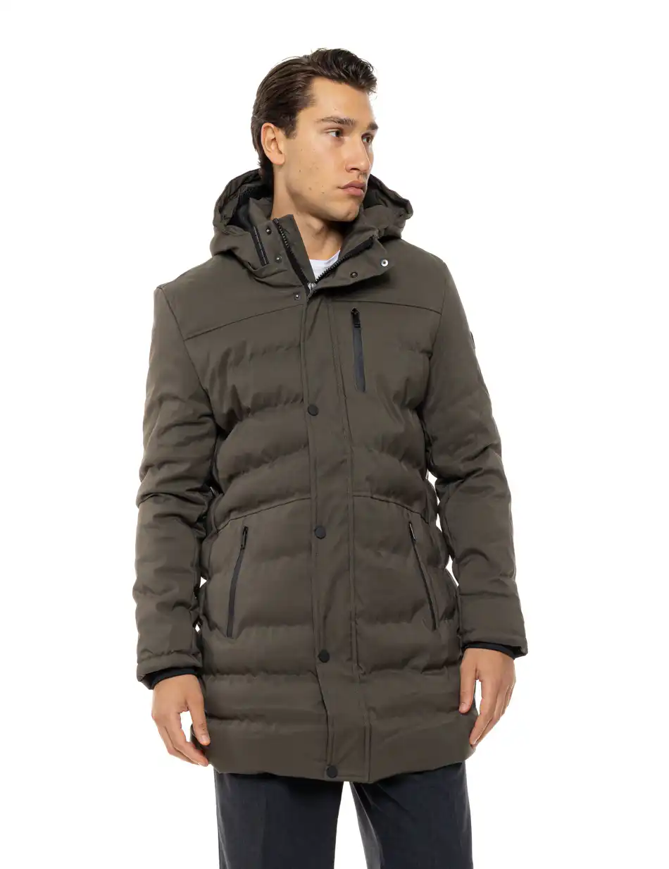 Splendid Ανδρικό μακρυ puffer πανωφόρι με κουκούλα 54-201-013 KHAKI