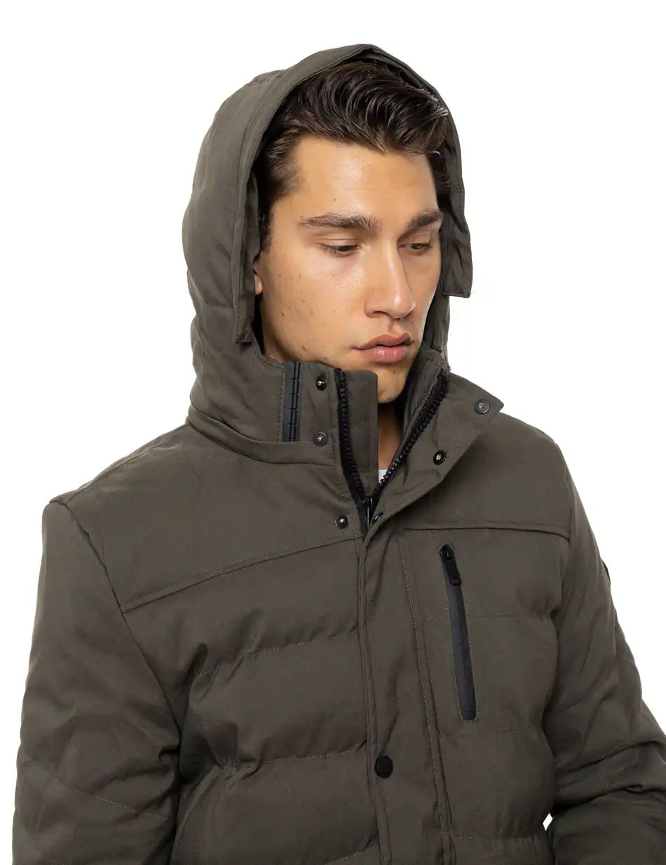 Splendid Ανδρικό μακρυ puffer πανωφόρι με κουκούλα 54-201-013 KHAKI