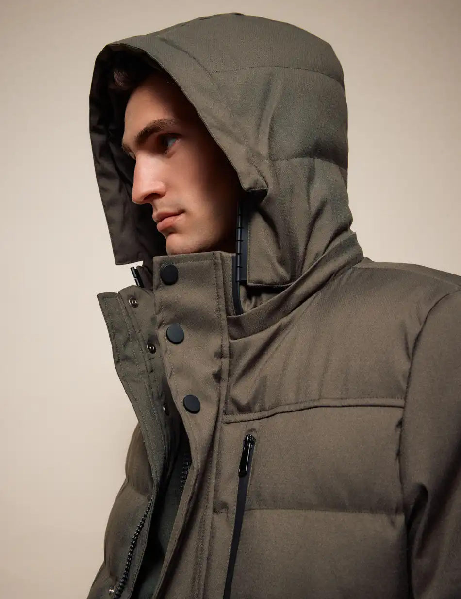 Splendid Ανδρικό μακρυ puffer πανωφόρι με κουκούλα 54-201-013 KHAKI