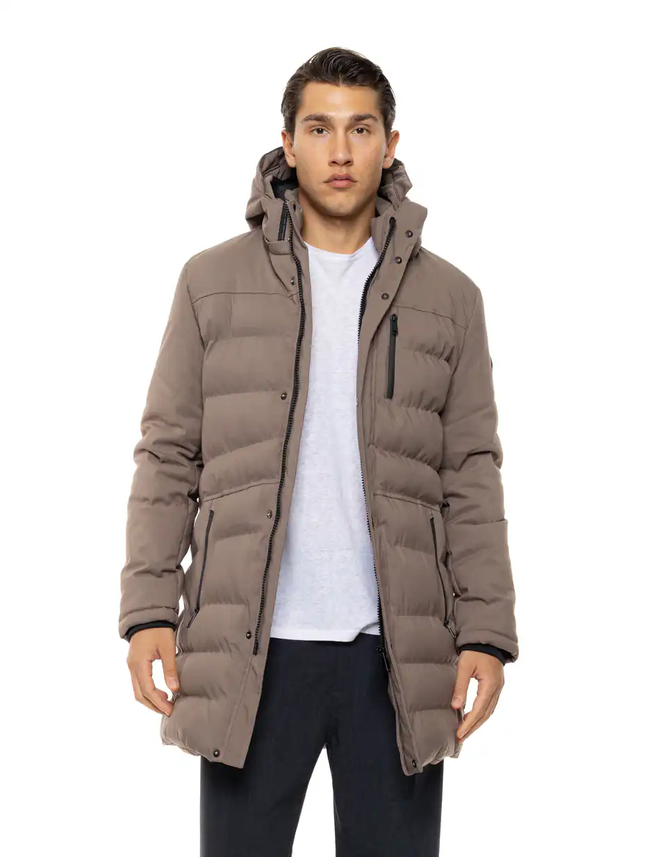 Splendid Ανδρικό μακρυ puffer πανωφόρι με κουκούλα 54-201-013 DK BEIGE