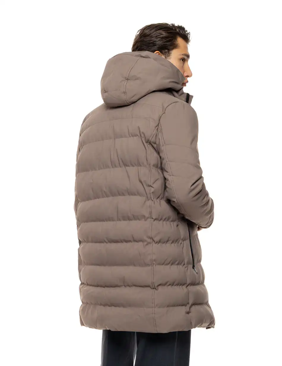 Splendid Ανδρικό μακρυ puffer πανωφόρι με κουκούλα 54-201-013 DK BEIGE