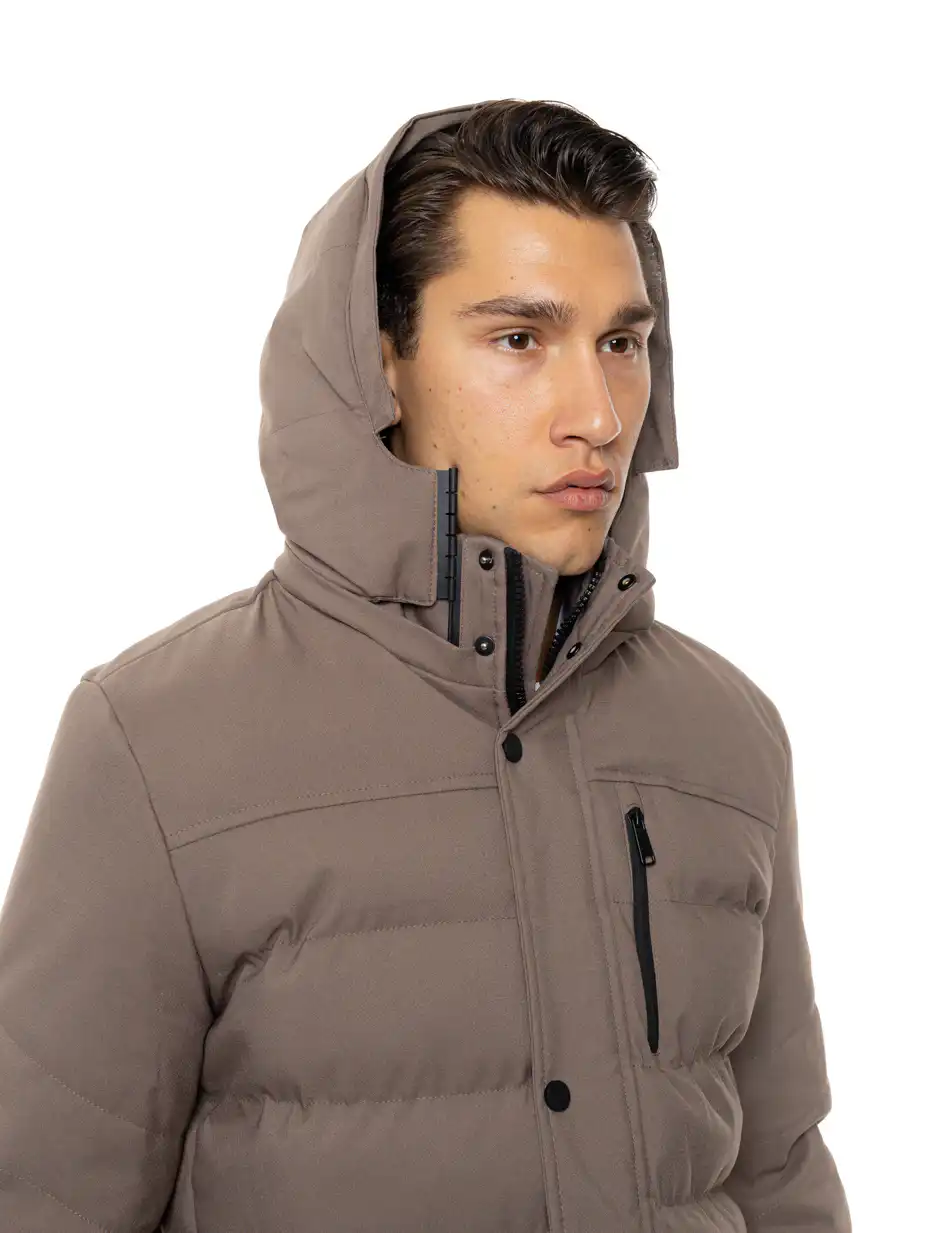 Splendid Ανδρικό μακρυ puffer πανωφόρι με κουκούλα 54-201-013 DK BEIGE