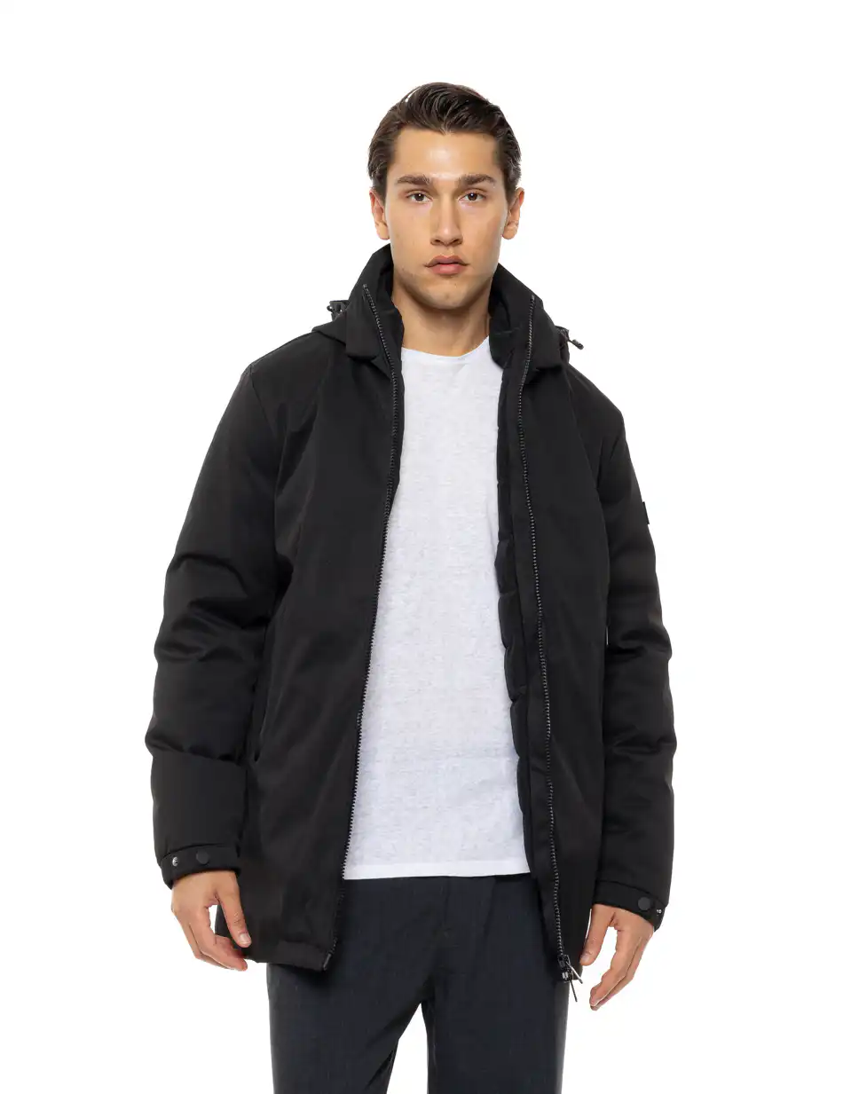Splendid Ανδρικό demi πανωφόρι με εσωτερικό κομμάτι και αδιάβροχα φερμουαρ 54-201-016 BLACK