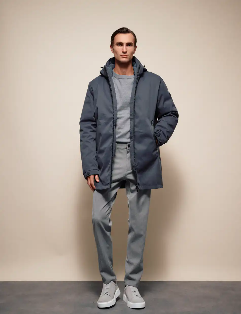 Splendid Ανδρικό demi πανωφόρι με εσωτερικό κομμάτι και αδιάβροχα φερμουαρ 54-201-016 DK GREY