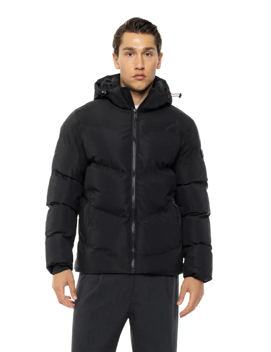 Splendid Ανδρικό κοντό πανωφόρι με αποσπώμενη κουκούλα 54-201-018 BLACK