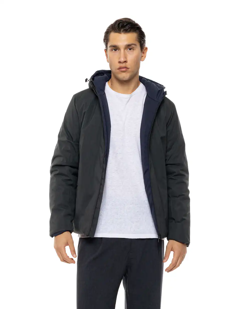 Biston Ανδρικό κοντό πανωφόρι με κουκούλα 54-201-020 DK GREEN