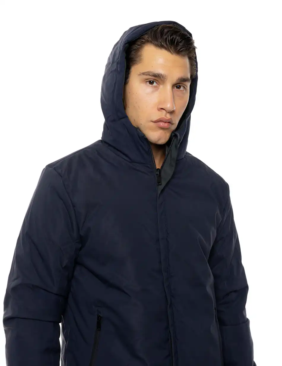 Biston Ανδρικό κοντό πανωφόρι με κουκούλα 54-201-020 DK GREEN