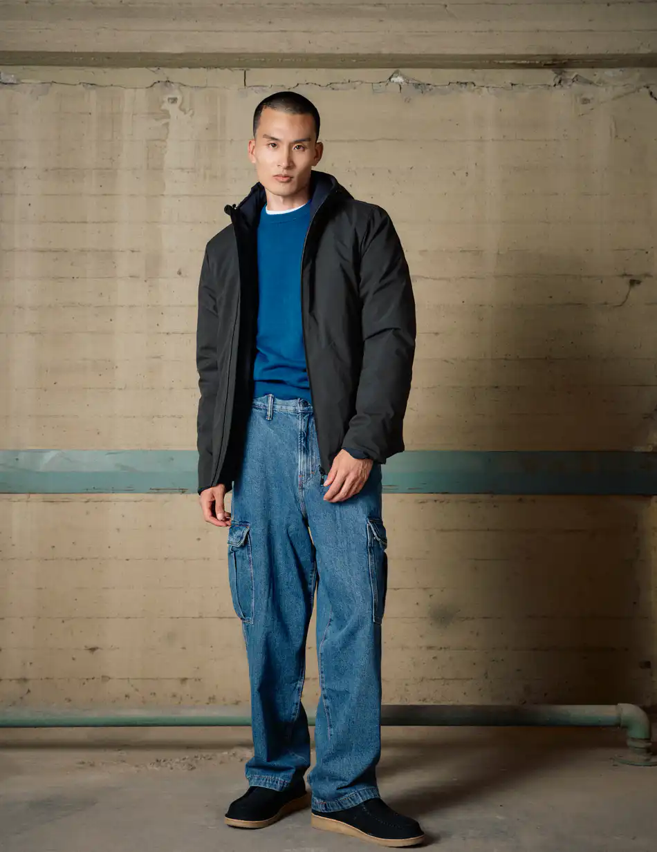 Biston Ανδρικό κοντό πανωφόρι με κουκούλα 54-201-020 DK GREEN