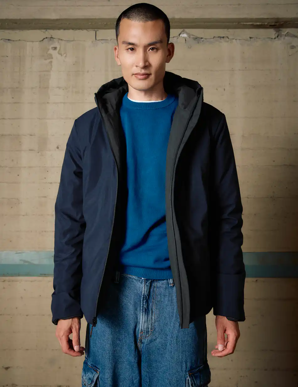 Biston Ανδρικό κοντό πανωφόρι με κουκούλα 54-201-020 DK GREEN