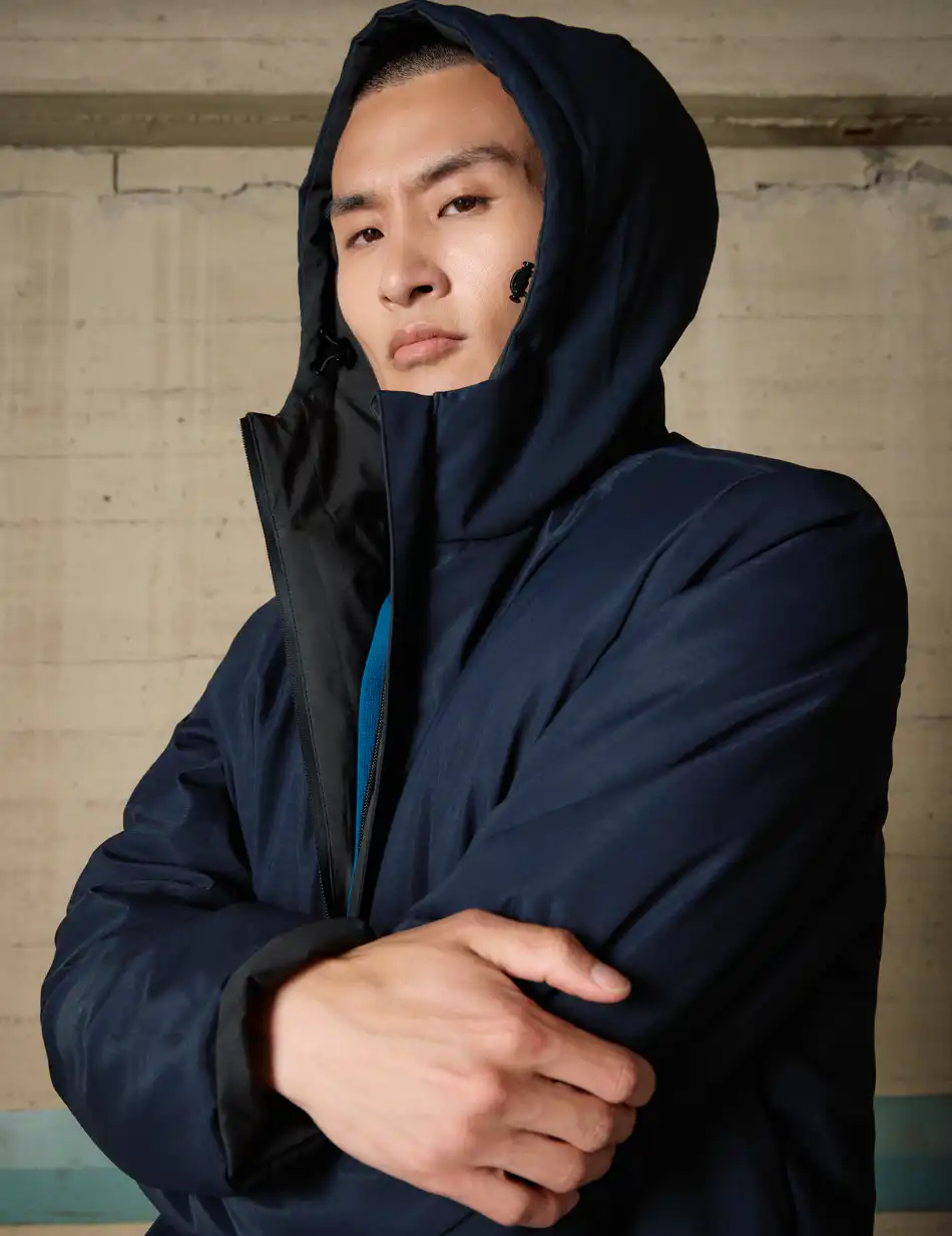 Biston Ανδρικό κοντό πανωφόρι με κουκούλα 54-201-020 DK GREEN