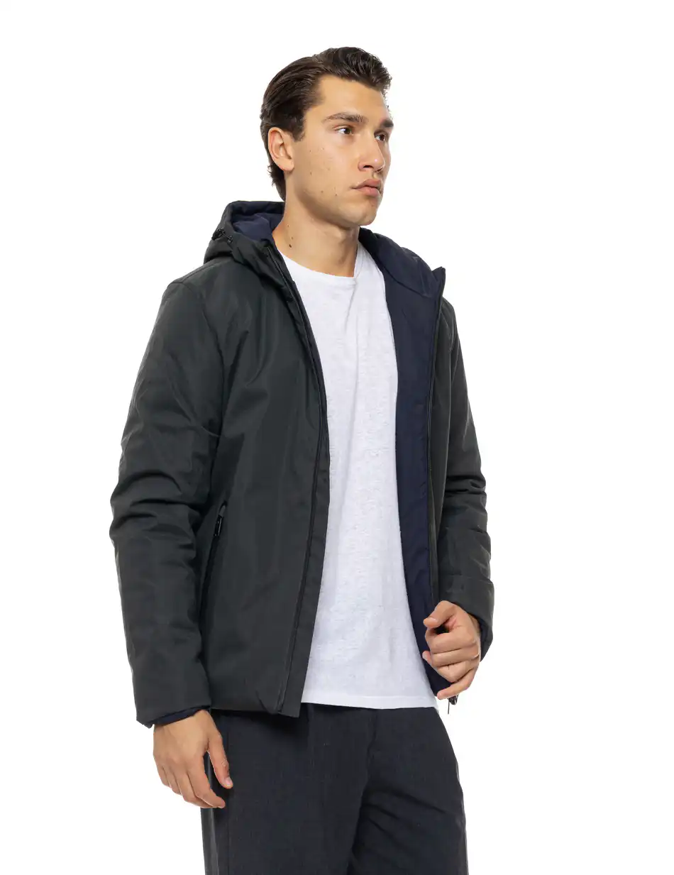 Biston Ανδρικό κοντό πανωφόρι με κουκούλα 54-201-020 DK GREEN