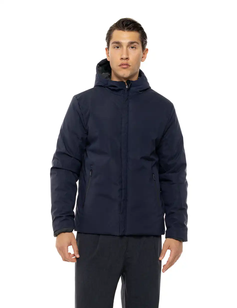 Biston Ανδρικό κοντό πανωφόρι με κουκούλα 54-201-020 DK GREEN