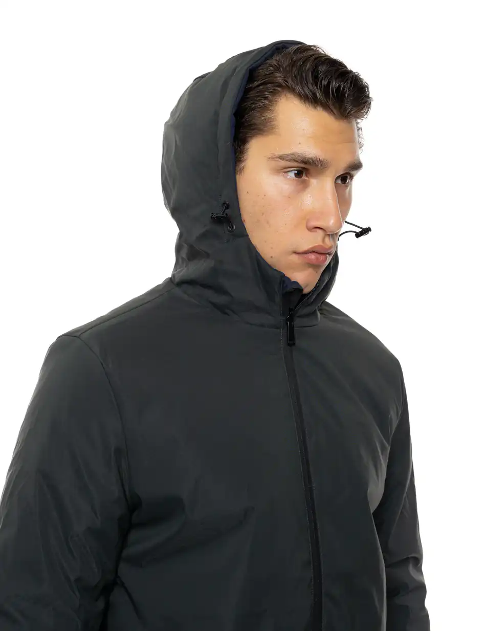 Biston Ανδρικό κοντό πανωφόρι με κουκούλα 54-201-020 DK GREEN